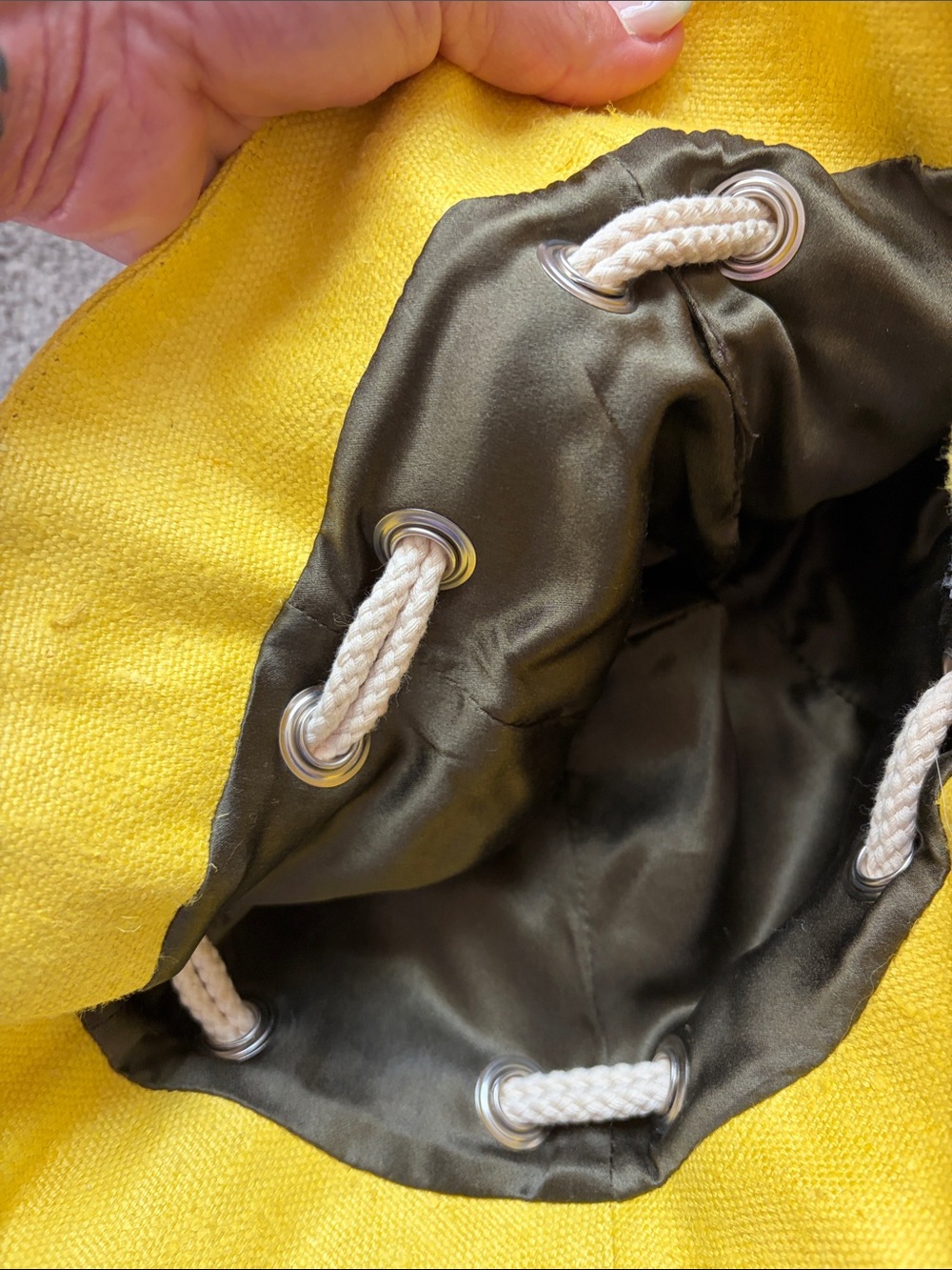 Barneys New York Yellow Canvas Bucket Hat with White Rope Trim - Picture 8 of 11